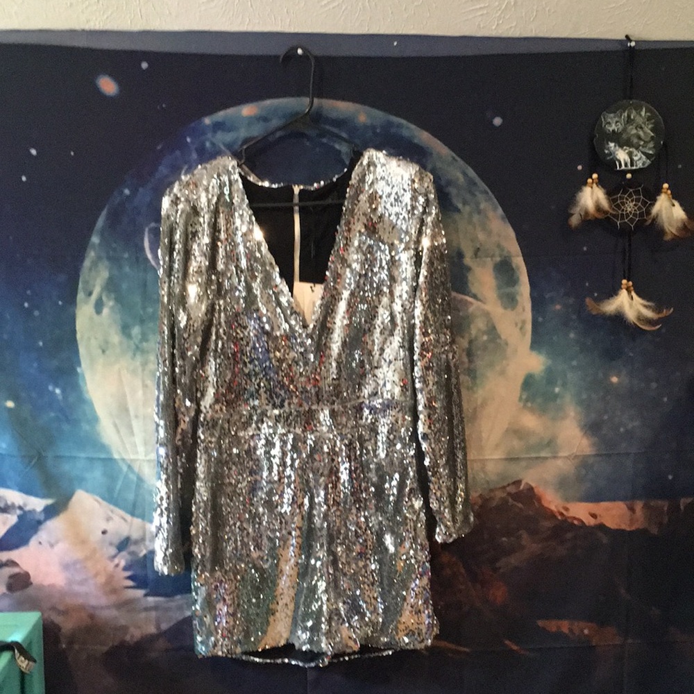 Brand new silver sequin Haoduoyi romper.